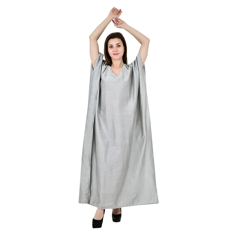Female model in silver grey flowy kaftan dress with batwing sleeves - fashion ecommerce photography by Lohar Studio Delhi